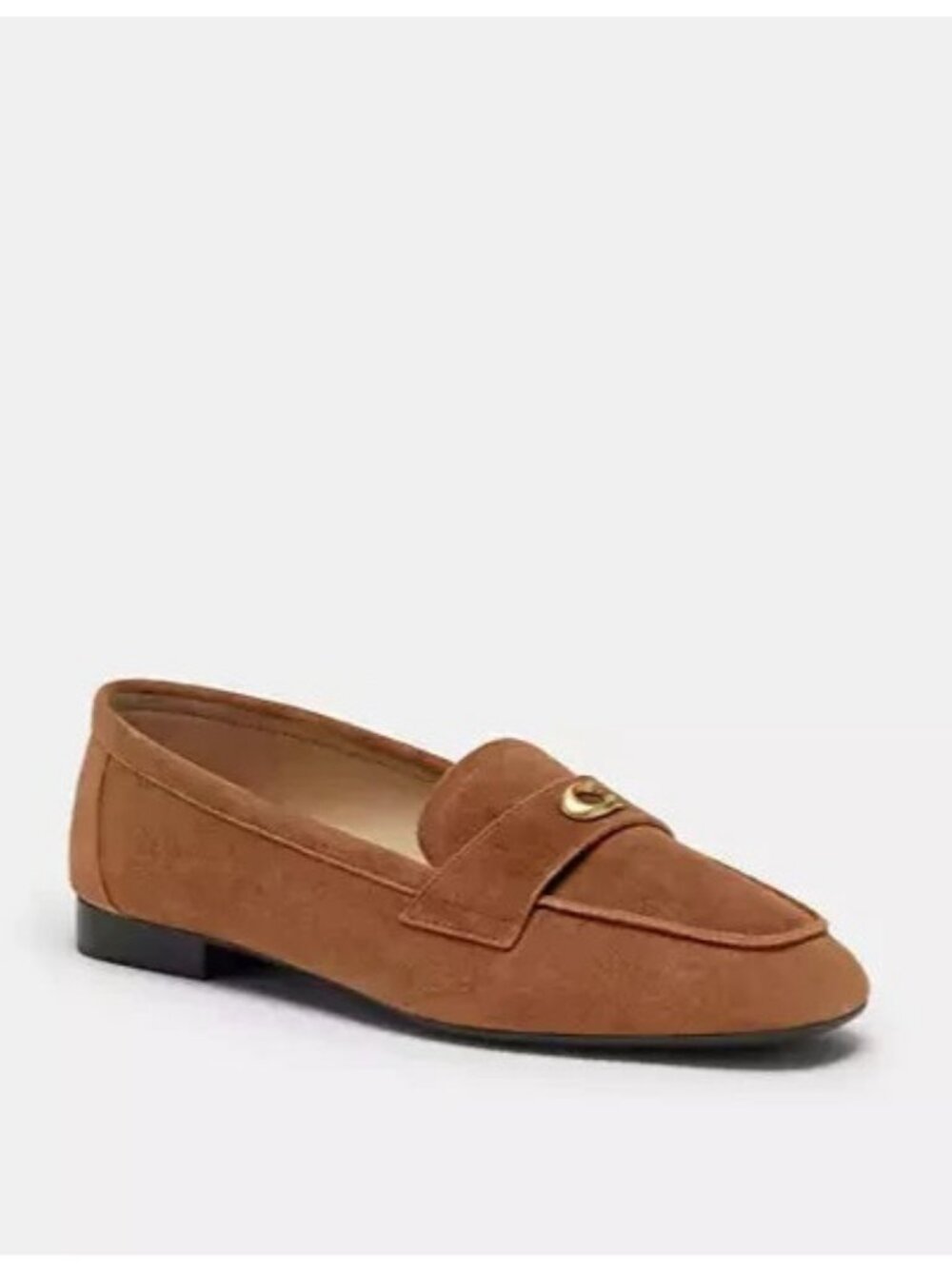 Coach Sculpt C Penny Loafers Women's Size 8 Brown Suede Closed Toe Block Heel